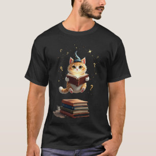 Cosmic Book Lover Cat Reading In Space T-Shirt
