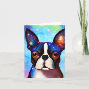 Cosmic Boston Terrier, Birthday Card
