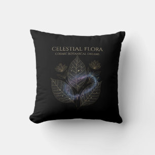 Cosmic Botanical Shadows & Starry Plant Outlines Cushion