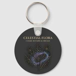 Cosmic Botanical Shadows & Starry Plant Outlines Key Ring
