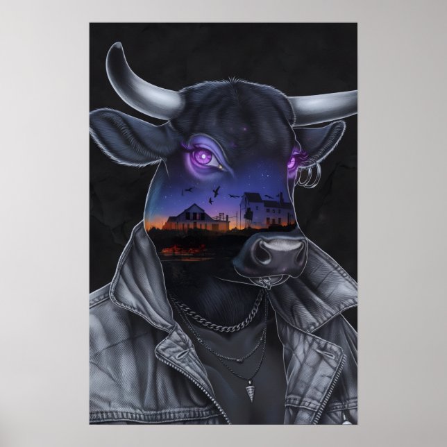 Cosmic Bovine: Twilight Reflections Poster (Front)