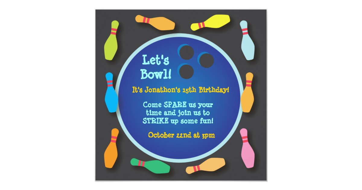 Cosmic Bowling Party Invitation | Zazzle.co.uk