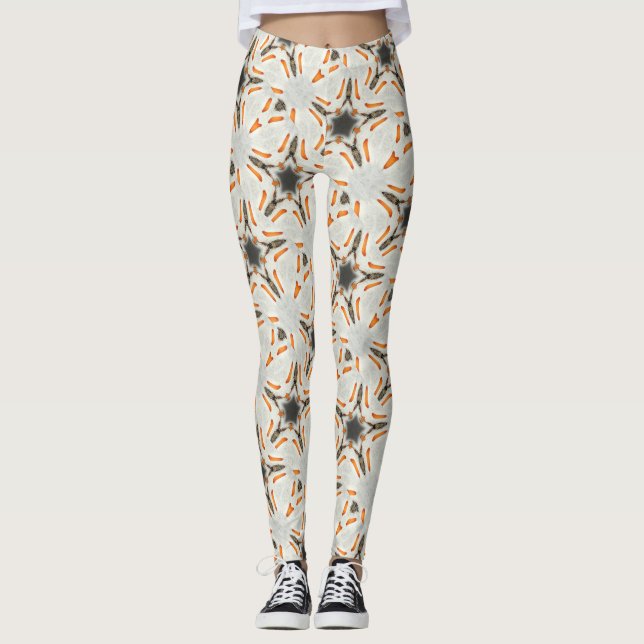 cosmic bracketed star pattern brown white leggings (Front)