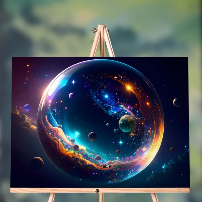 Cosmic Bubble Galaxy Fantasy Art Acrylic Sign (Neutral)