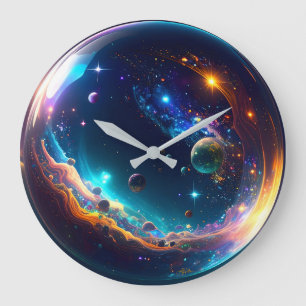Cosmic Bubble Galaxy Fantasy Art Large Clock