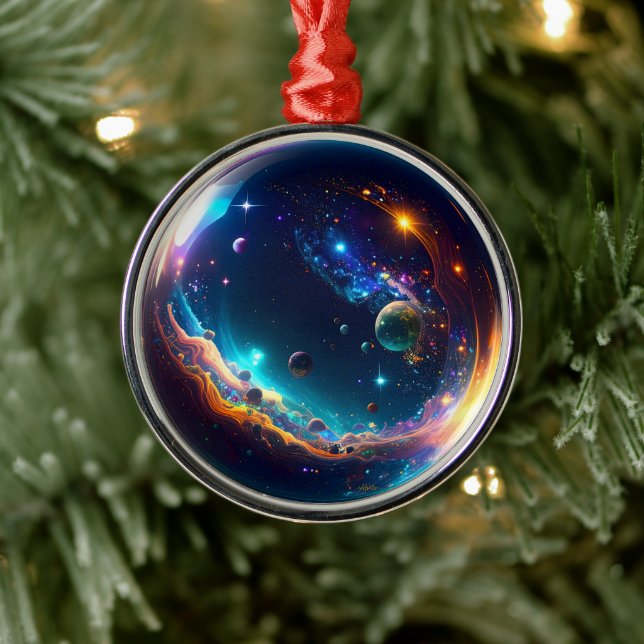 Cosmic Bubble Galaxy Fantasy Art Metal Tree Decoration (Tree)