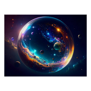 Cosmic Bubble Galaxy Fantasy Art Poster