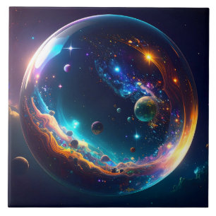 Cosmic Bubble Galaxy Fantasy Art Tile