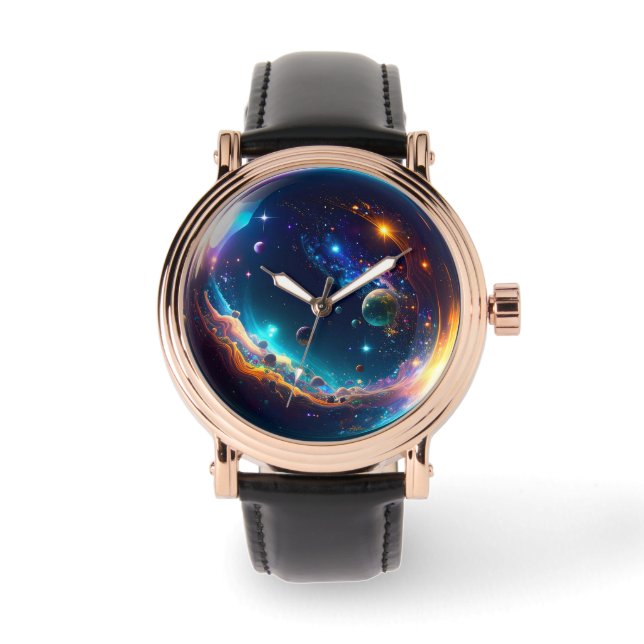 Cosmic Bubble Galaxy Fantasy Art Watch (Front)