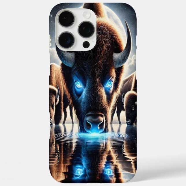 Cosmic Buffalo Bison Reflections Under Night Sky Case-Mate iPhone Case (Back)