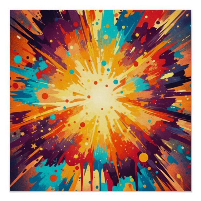 Cosmic Burst Abstract Splatter Art Poster (Front)