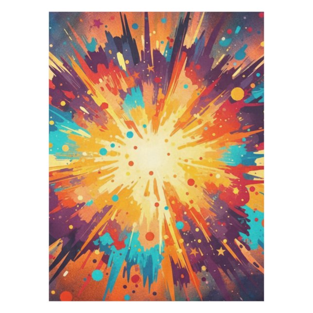 Cosmic Burst Abstract Splatter Art Tablecloth (Front)