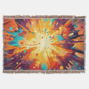 Cosmic Burst Abstract Splatter Art Throw Blanket