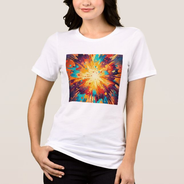 Cosmic Burst Abstract Splatter Art Tri-Blend Shirt (Front)