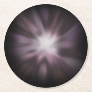 Cosmic Burst - Space Explosion on Black Round Paper Coaster