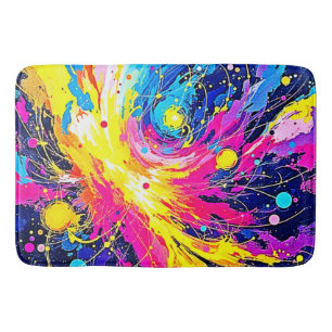 Cosmic Burst: Vibrant Splatter Art Bath Mat