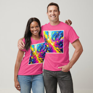 Cosmic Burst: Vibrant Splatter Art T-Shirt