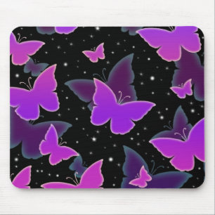 Cosmic Butterflies in Purple Mouse Mat