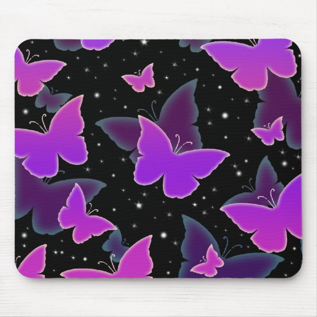 Cosmic Butterflies in Purple Mouse Mat (Front)