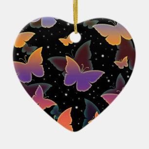 Cosmic Butterflies Pattern Ceramic Tree Decoration