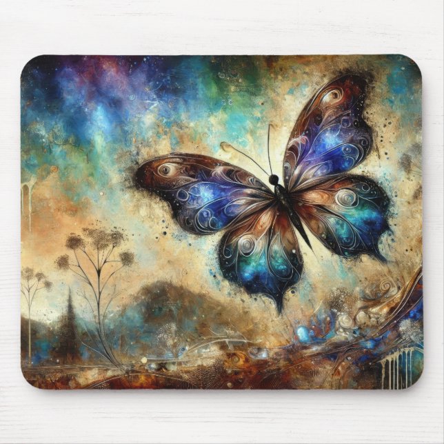 Cosmic Butterfly Fantasy Artwork Mouse Mat (Front)