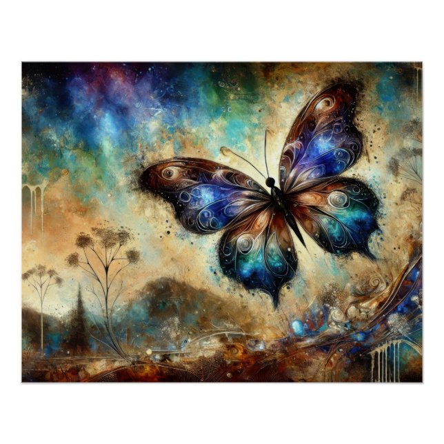 Cosmic Butterfly Fantasy Artwork Poster (Front)