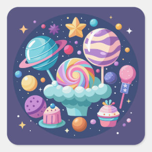 Cosmic Candy Wonderland Square Sticker