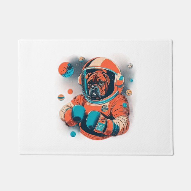Cosmic Canine The Astronaut Boxer    Doormat (Front)