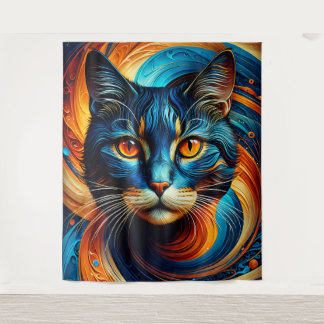 Cosmic Cat: A Vibrant Digital Masterpiece Tapestry
