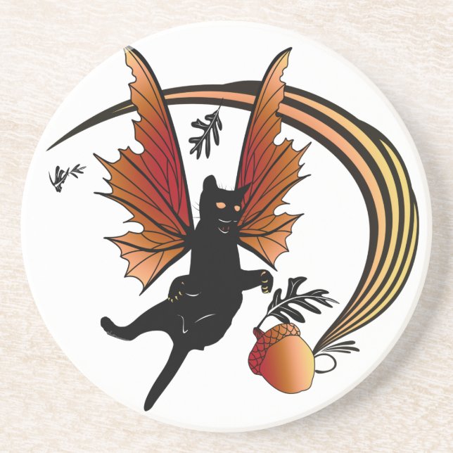 Cosmic Cat Acorn Coaster (Front)