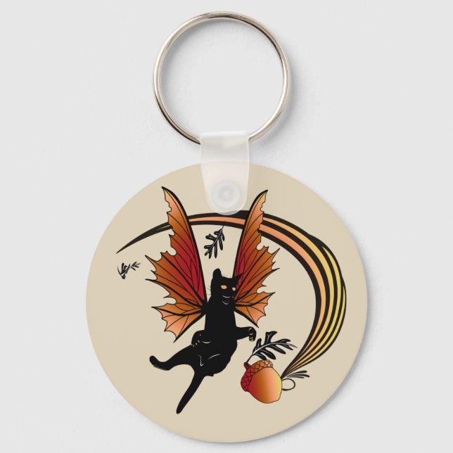 Cosmic Cat Acorn Key Ring (Front)