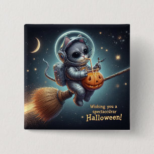 Cosmic Cat Astronaut: Magic and Space Adventure  15 Cm Square Badge