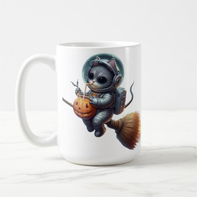 Cosmic Cat Astronaut: Magic and Space Adventure  Coffee Mug (Left)