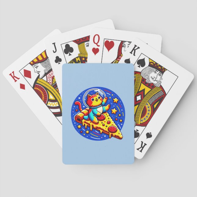 Cosmic Cat Astronaut - Pizza Galaxy Adventure Playing Cards (Back)