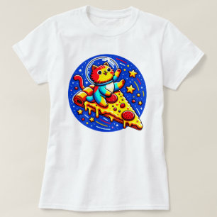 Cosmic Cat Astronaut - Pizza Galaxy Adventure T-Shirt