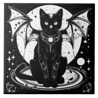 Cosmic Cat Bat Cat I Tile