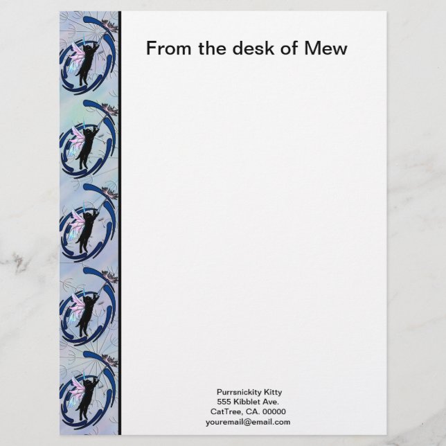 Cosmic Cat Dandelion Custom Letterhead (Front)