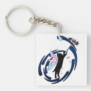Cosmic Cat Dandelion Key Ring