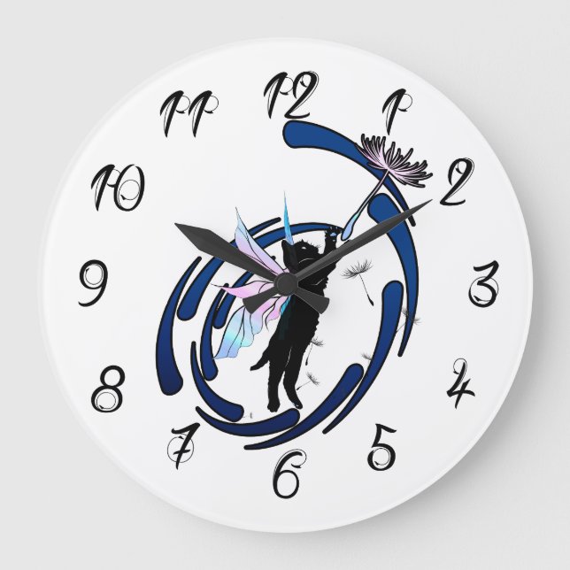 Cosmic Cat Dandelion Large Clock (Front)