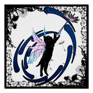 Cosmic Cat Dandelion Poster