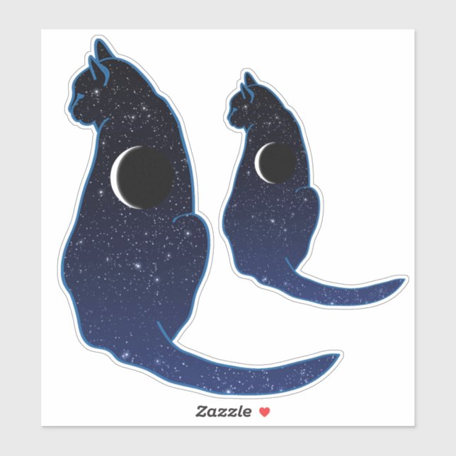 Cosmic Cat in Stars and Crescent Moon Pattern (Sheet)