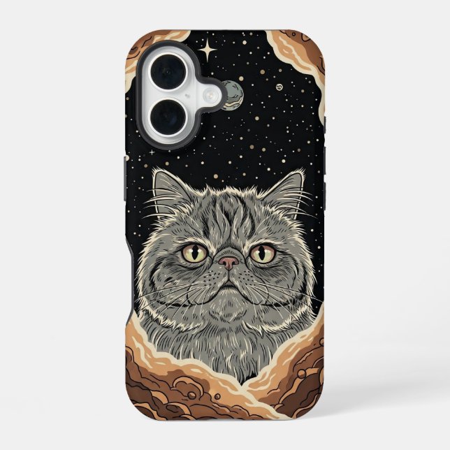Cosmic Cat iPhone 16 Case (Back)