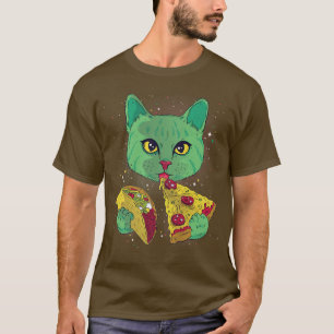 Cosmic Cat Lover with Pizza Slice and Taco T-Shirt