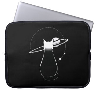 Cosmic Cat Minimalist Line Art Laptop Sleeve