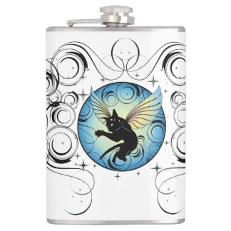 Cosmic Cat Moon and Stars Hip Flask