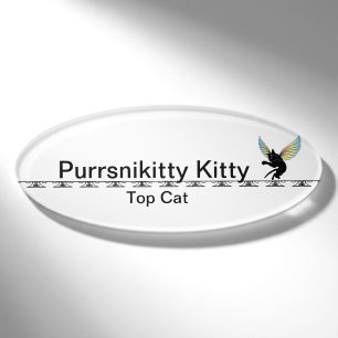 Cosmic Cat Moon and Stars Name Tag
