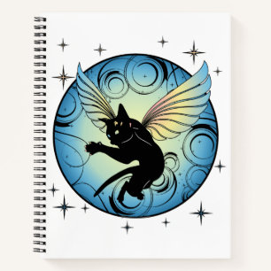Cosmic Cat Moon and Stars Notebook