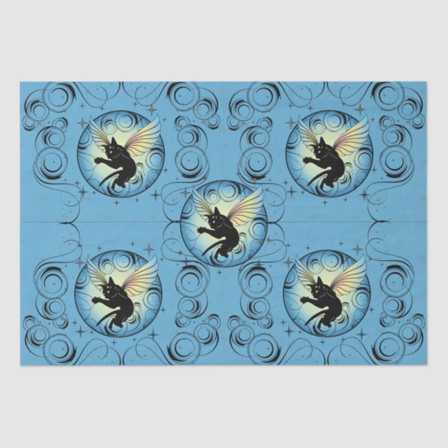 Cosmic Cat Moon and Stars Tissue Paper (Front)