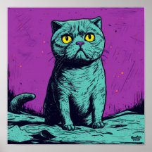 Cosmic Cat on the Moon Poster