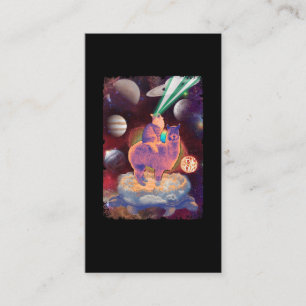 Cosmic Cat riding Llama Alpaca Turtle Space Business Card
